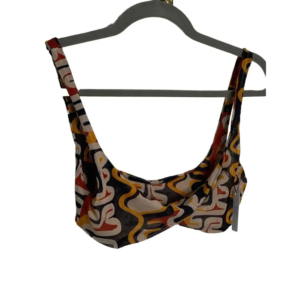 Gonza Twist Front Swim Bikini Top Semi-Sheer Swimwear Abstract Pattern Deia Sz S - Picture 5 of 10